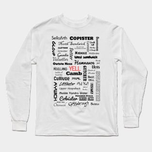 The Island of Yell, Shetland (Place Names) Long Sleeve T-Shirt